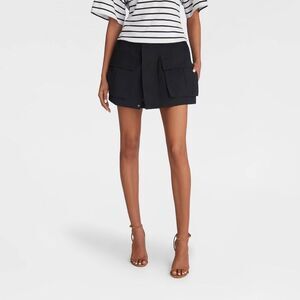 Black Utility Skort with Front Flap Pockets